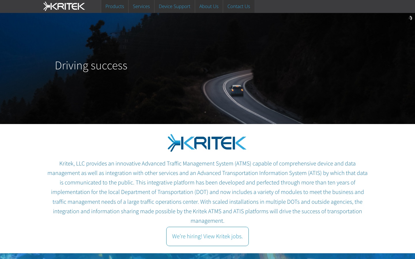 Kritek LLC Home page, captured from the shipped build.